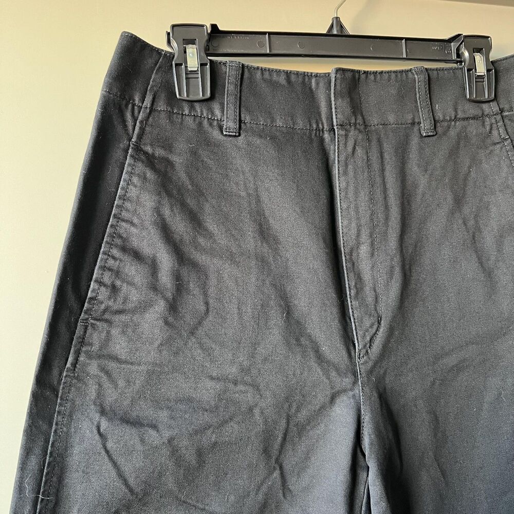 Uniqlo U Pants Women 8 Black Cotton Wide Leg High Rise Chino Casual Wear Classic - Picture 5 of 16